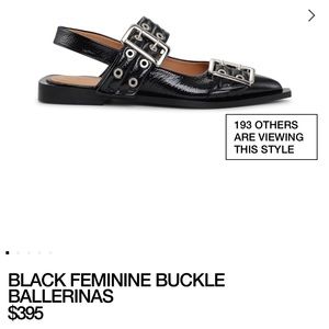 GANNI BLACK FEMININE BUCKLE BALLERINAS